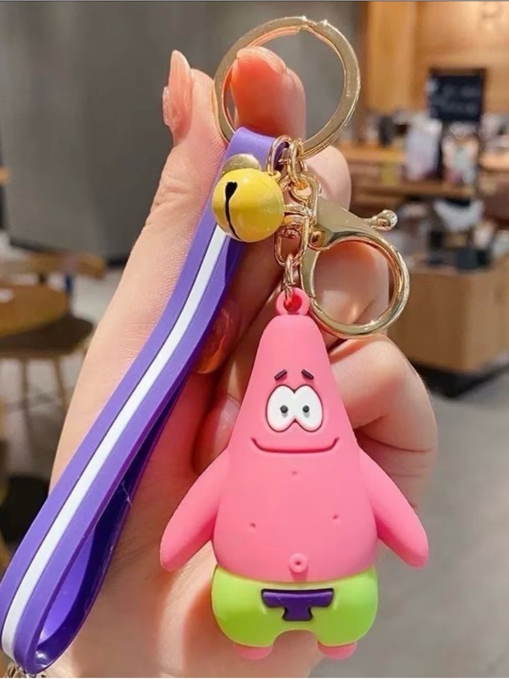 Patrick Star Keychain SpongeBob Silicone Keyring Bag Charm Strap Pendant Gift
